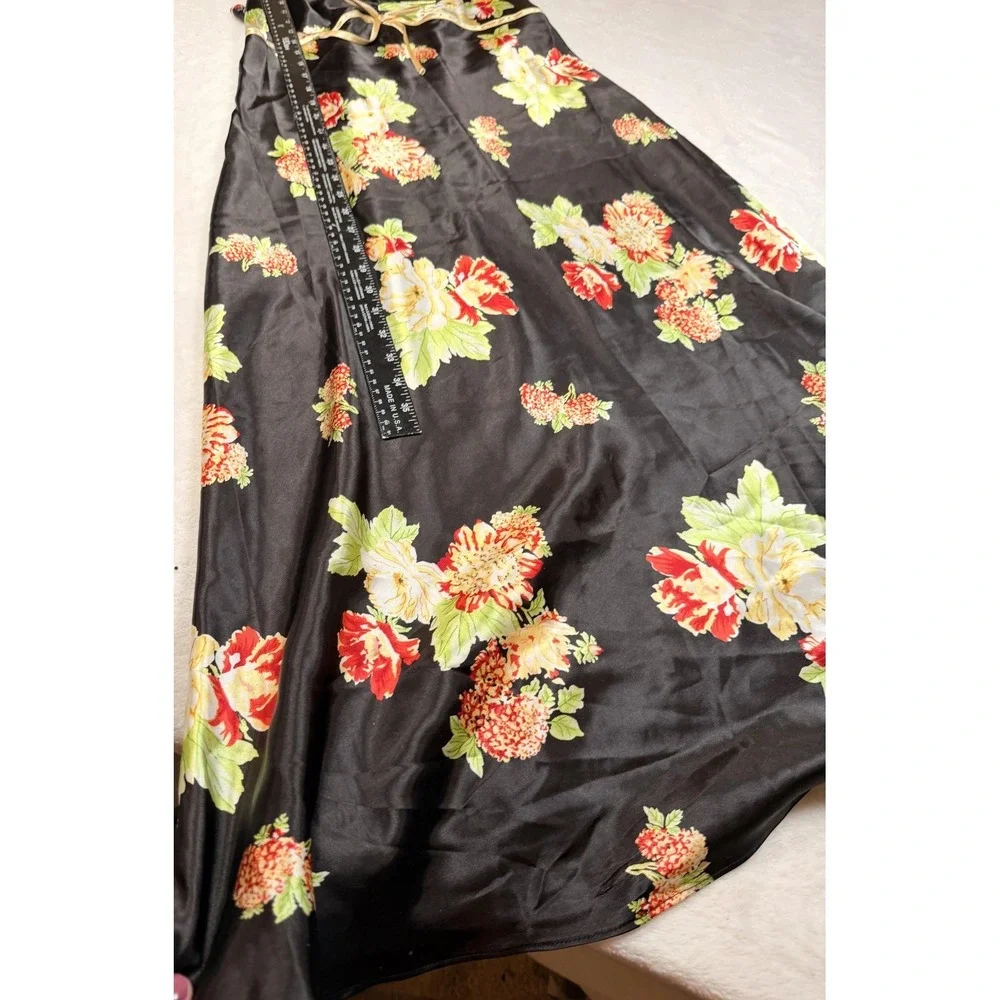 Jones New York Gown Womens Medium Black Floral Satin Chemise Adjustable Strap